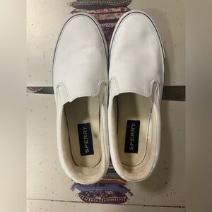 Mens Sperry Leather Upper Striper Slip On Boat Shoes